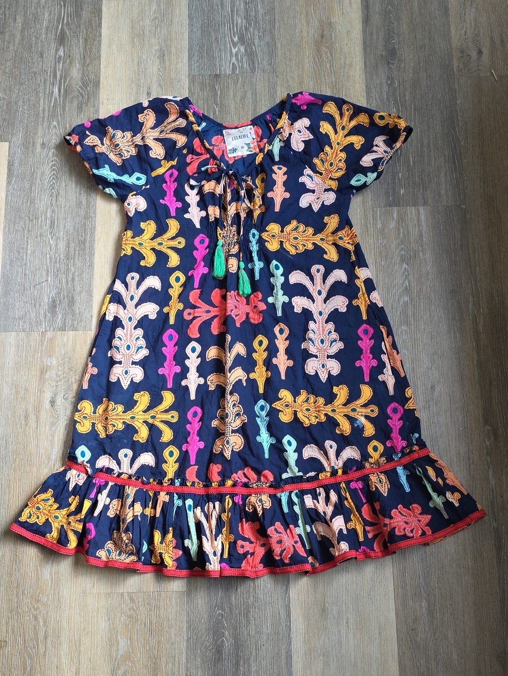 LULALIFE Mini Dress with Multicolor Motifs